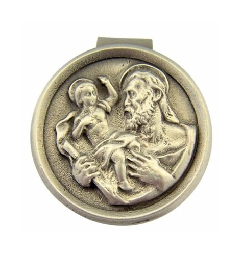 Pewter Jesus And Saint Christopher Auto Visor Clip For Car 1 5/8" NEE-6974 Inspirational Jewelry Christian Jewelry For Women And Men Faith Baptism Jewelry