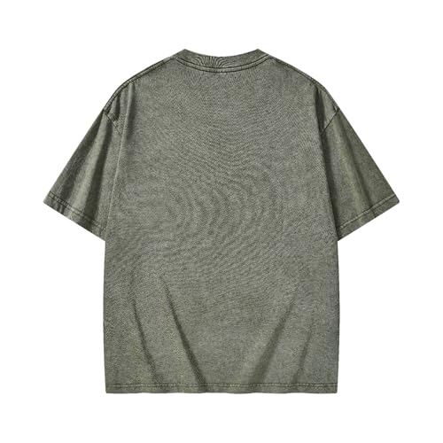 Graphic Tees Summer Women Men Cotton Novelty Oversized Crew Neck Psalm of Bible Christian Washed T-Shirt - color: Army Green, size: 5X-Large