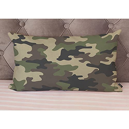 EKOBLA Camouflage Pattern Rectangle Pillow Covers Military Combat Woodland Green Black Lumbar Pillow Cases for Outdoor Square Couch Chair Cushion Cover Cotton Linen 12x20 Inches - color: Multi-bs16