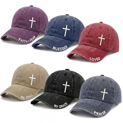 6/12 Pack Christian Hats Bulk for Men Women - style: Cross 1