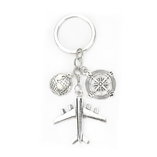 Airplane Keychains Travel Keychain for Women Compass Keyring Travel Airplane Keychain Gifts with Angel Charm - color: Style 7