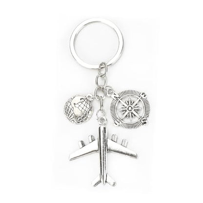 Airplane Keychains Travel Keychain for Women Compass Keyring Travel Airplane Keychain Gifts with Angel Charm - color: Style 7