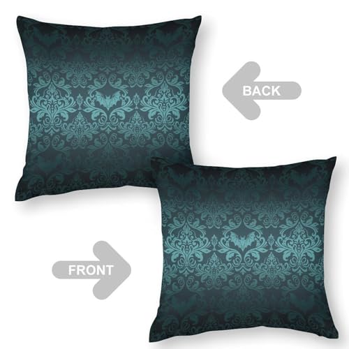 Damask Floral Throw Pillow Cover Vintage Oriental Floral Couch Sofa Pillowcases Gothic Antique Victorian Baroque Luxury Bohemia Flowers Pillows Cushion Case for Bed Chair 18x18inch - color: Damaskblack-4