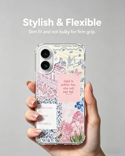 Pink Christian Phone Case Compatible with iPhone 17, Jesus God Floral Aesthetic Phone Cover for iPhone 17 - color: Pink Christian