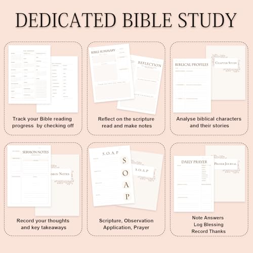 XKDOUS Linen 8.6" Bible Study Journal, Bible Notebook for Women, Pink - color: Linen Pink