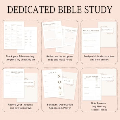 XKDOUS Linen 8.6" Bible Study Journal, Bible Notebook for Women, Pink - color: Linen Pink