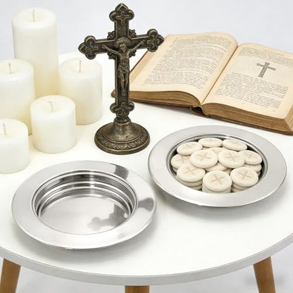 Bread Silver Premium Communion Trays for Churches, Stainless Steel Communion Set, Church Communion Bread and Serving Supplies - color: 1pcs Silver Bread Plate