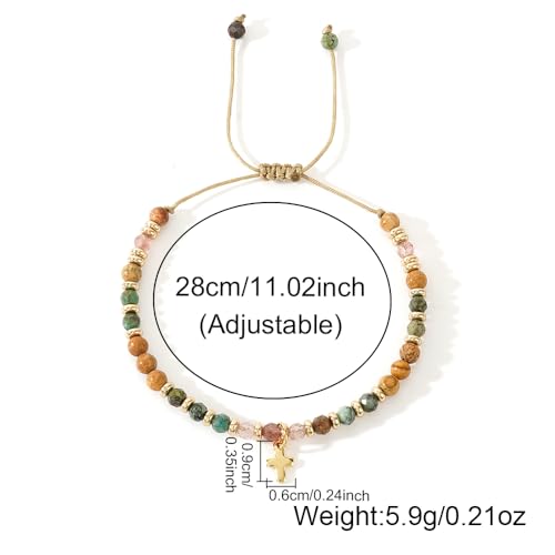Christian Easter Gifts for Women,Cross Natural Stone Beaded Bracelet,Inspirational Religious Jewelry Gift - color: Confirmation