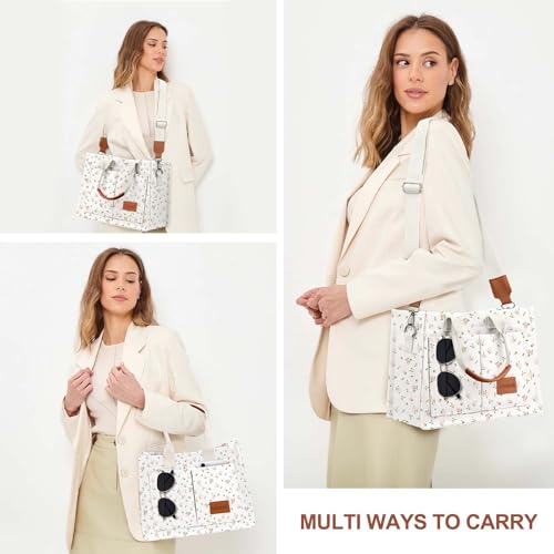 LHMTQVK Canvas Tote Bag for Women, Work & Bible Study Handbag - color: Pink Flower