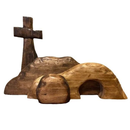 Easter Tiered Tray Decor Jesus Empty Tomb Kit Wooden Religious Signs - color: 4pcs