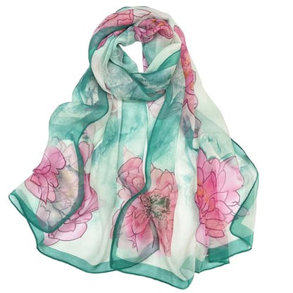 Pokeedioty Scarfs for Women Lightweight Fashion Scarves Elegant Floral Pattern Sheer Scarfs Sunscreen Shawls Wraps - color: P 084