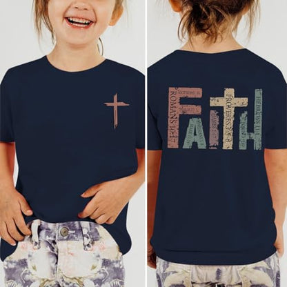 Jesus Shirt for Girls Christian Faith Tshirts Kids Cute Bible Verse Graphic Tees Inspirational God Religious Clothes - color: Navy Blue, size: 4-5T