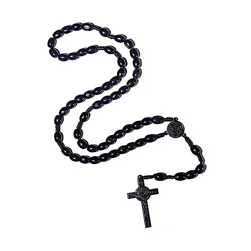 Fuqimanman2020 Christian Handmade Wooden Catholic Rosaries Necklace, Prayer Beads Holy Soil Medal & Cross, Catholic Wooden Rosary Beads - color: Rosary-6