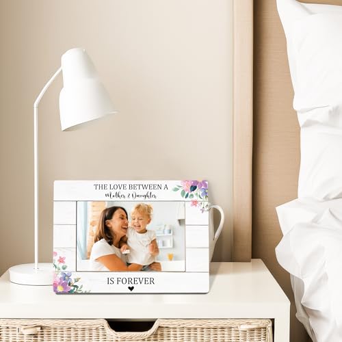 Mother Daughter Picture Frame, Mother's Day Birthday Memorial Gifts for Mom, Mom Photo Frame 4x6, The Love Between a Mother and Daughter is Forever Wooden Photo Picture Frames - color: mother daughter