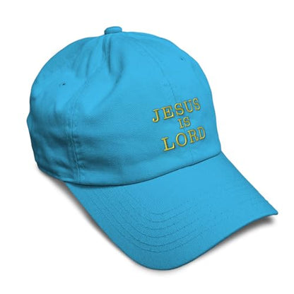 Speedy Pros Soft Baseball Hat Embroidered Dad Hat Jesus is Lord God Christ Christian Religious Cotton - color: Aqua Design Only