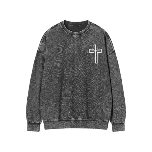 Fall Oversized Crewneck Sweatshirt For Women Men Kingdom Of God - color: Black, size: Small