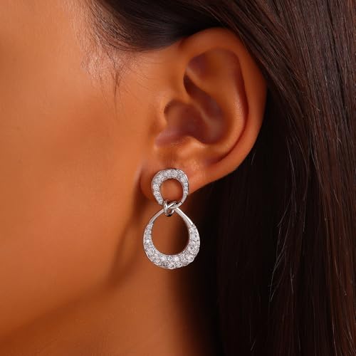 18K Gold Plated Hoop Earrings for Women, NICKEL-FREE & HYPOALLERGENIC, Timeless Jewelry Gift - color: Silver
