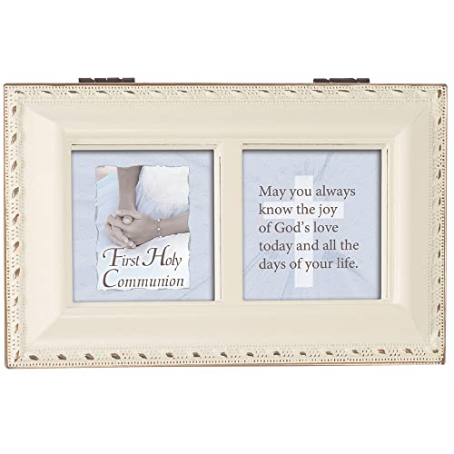 Cottage Garden First Holy Communion Know The Joy Matte Ivory Rope Trim Petite Music Box Plays Ave Maria
