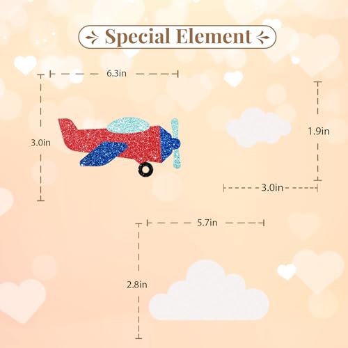 Airplane Cake Topper, Airplane Birthday Cake Decor, Red Glitter How Time Files Cake Topper for Kids, Plane Travel Themed Birthday/Baby Shower Party Decoration - style: Airplane