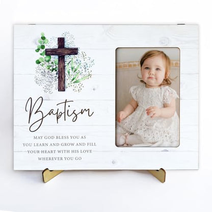 Baptism Picture Frame - 4 x 6 Inch Photo - First Communion Gifts - First