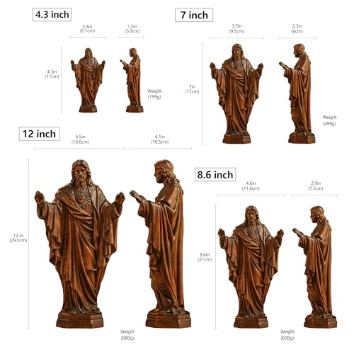 BGCOPPER Wooden Sacred Heart of Jesus Statue, Handmade Jesus Figurine Ornament, Catholic Figure Religious Gift for Home Decor Christmas - 4.3 Inch - color: Sacred Heart of Jesus, size: 4.3 Inch