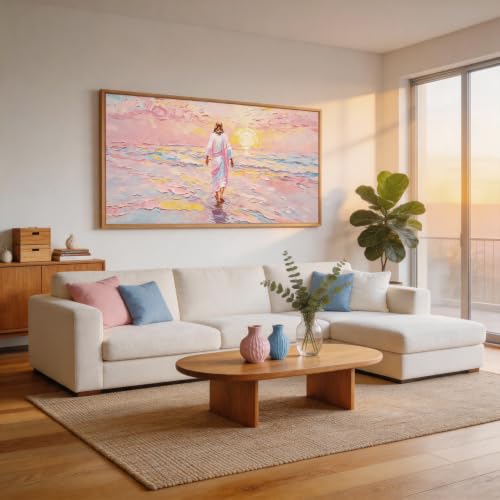 CHDITB Jesus Walking on Water Framed Canvas Wall Art 40x20 Inch - color: Jesus Walking on Water, size: 40"L x 20"W