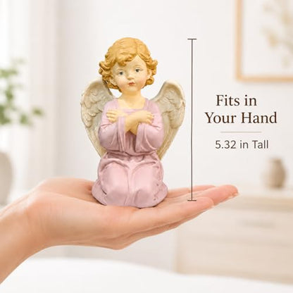 5.32 Inch Praying Angel Figurine, Resin Guardian Statue - size: 5.32"H