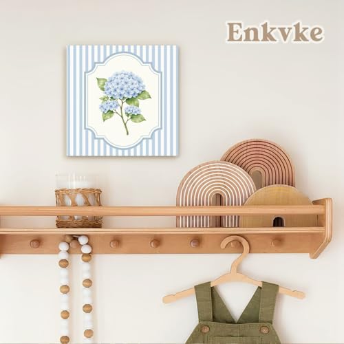 Blue Hydrangea Wooden Sign, Preppy Floral Wood Box Sign, - color: Flower-Hydrangea