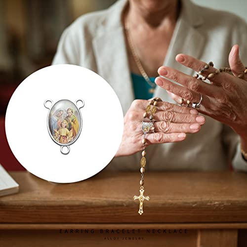80pcs/40sets Rosary Cross and Center Miraculous Medal Charms Silver Picture Jesus Enamel Maria Our Lady Alloy Crucifix Pendants for DIY Necklace Bracelet Jewelry Making (A544)