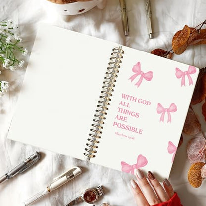 Bible Journal for Women, Christian Prayer Journal Notebook for Women - color: Matthew 19:26
