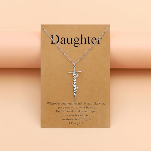 Lcherry Birthday Gifts for Grandma Mom Daughter Teacher Cross Necklace for Women Christian Necklaces Religious Gifts Jewelry for Women Mother's Day - style: Daughter