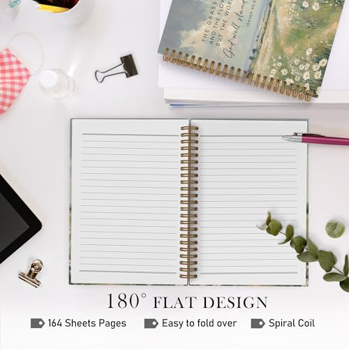 QLMX Christian Isaiah 40:8 Spiral Notebook, Inspirational Bible Journal Notebook, Religious Faith Notebooks for School Work, Prayer Office Supplies Gifts for Women, 5.5x8.3 Inch - color: grass flower