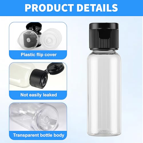 30Pack 0.7 oz Plastic Empty Travel Bottle with Flip Cap Sample Cosmetic Containers Jar for Lotions Shampoos and Massage Oils(Clear)