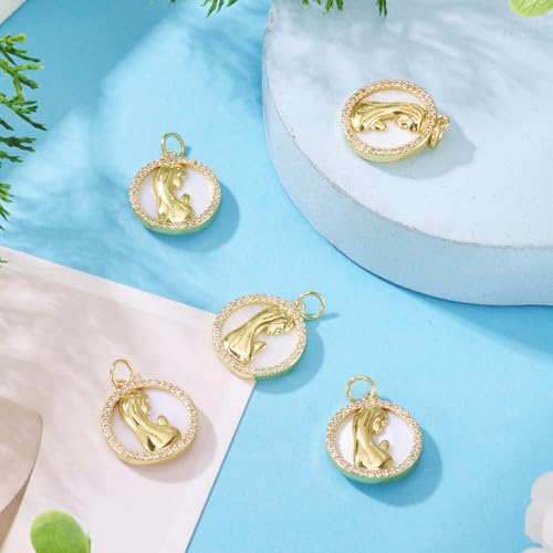 Elecrelive 5Pcs Virgin Mary Charms Rosary Making Supplies Golden Charms - color: Golden, White