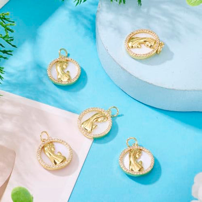 Elecrelive 5Pcs Virgin Mary Charms Rosary Making Supplies Golden Charms - color: Golden, White