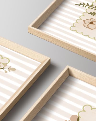 HesenDot 12x16IN Vintage Floral Botanical High Frame Wood Wall Art Set of 3 - color: High Frame Floral Set