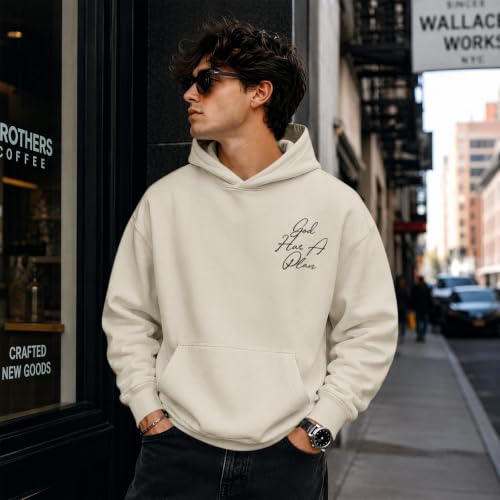 Christian God Hoodie for Men Jesus Faith Religious Bible Verse Hoodies Inspirational Graphic Fleece Sweatshirt - color: Apricot, size: Small