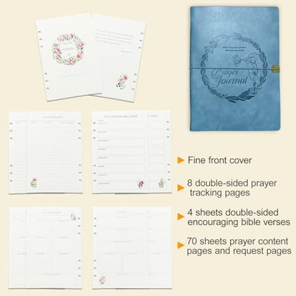 GoShambar Prayer Journal for Woman, Leather Bible Journal - color: Blue