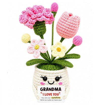 Positive Crochet Flower Gifts for Grandma I Love You Grandma Birthday Gifts - color: Grandma