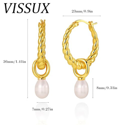 18K Gold Plated Hoop Earrings for Women, NICKEL-FREE & HYPOALLERGENIC, Timeless Jewelry Gift - color: Gold-Pear