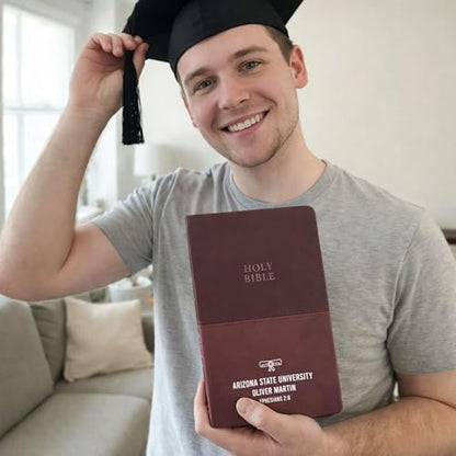 Personalized KJV Bible, Custom Name, School Name, Class of 2026 Design, King James Version, Red Letter, Value Thinline, Graduation Gift, High School or Collage Graduate, Brown - color: Kjv Brown Value Thinline, size: King James Version
