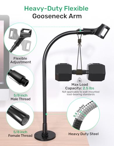 19-Inch Gooseneck Mic Stand, Podium Microphone Holder with Flange Mount - size: 19" Gooseneck + Flange Mount