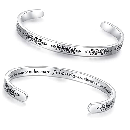 TONY & SANDY Cuff Bracelets for Women Teen Girls Best Friend Sister Mom Daughter Granddaughter Easter Birthday Mother's Day Christmas Stocking Stuffers for Teen Girls Women Jewelry - style: 0 - Friend Gifts - A - Side by side or miles apart, friends are a