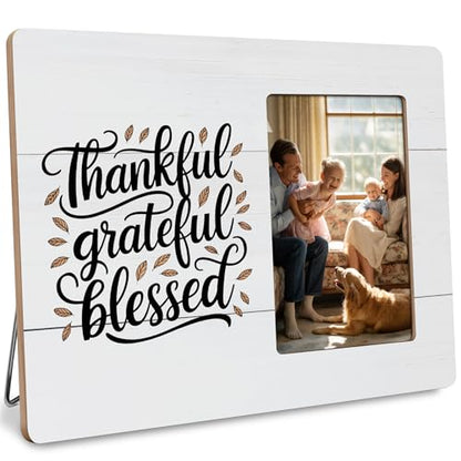 Christian Blessed Gifts Picture Frame, Thankful Grateful Blessed, Religious Gift for Mom Father Friends Frames Fits 4x6 Photo - color: Purple