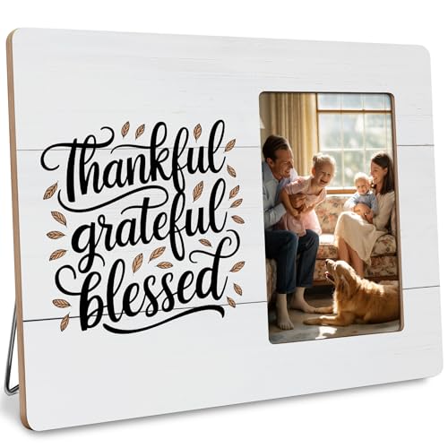 Christian Blessed Gifts Picture Frame, Thankful Grateful Blessed, Religious Gift for Mom Father Friends Frames Fits 4x6 Photo - color: Purple