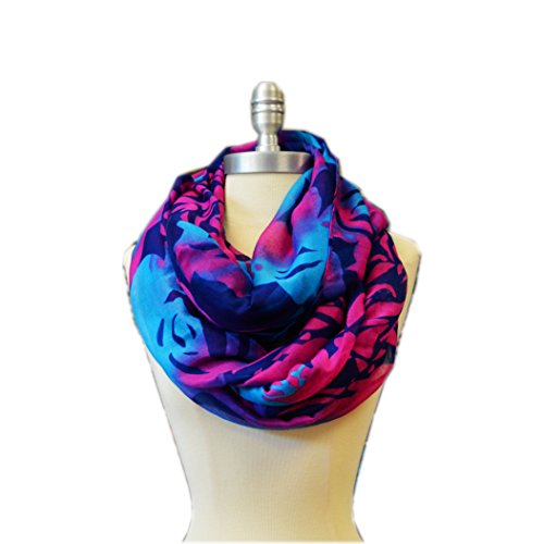 Floral Light Weight X Large Infinity Scarf - color: Rose Pattern Blue