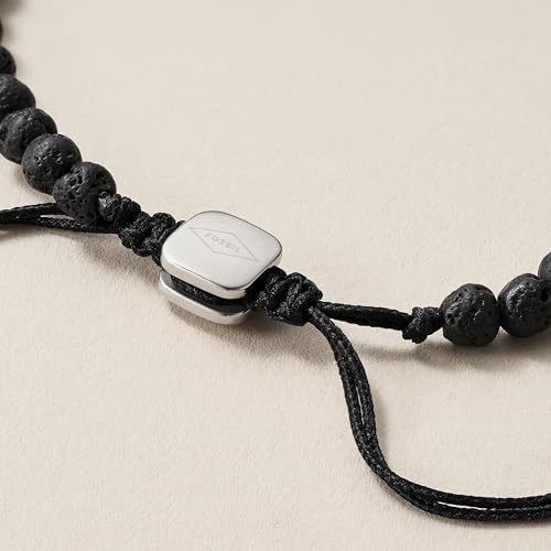 Fossil Men's Beaded Bracelet - color: Black Lava