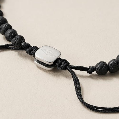 Fossil Men's Beaded Bracelet - color: Black Lava