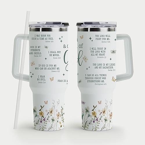 Christian Tumbler - Gifts for Christian Women - Bible Emergency Tumber - Motivational Coffee Tumbler - Gift Ideas for Christian Women, Friend, Coworkers - I Am A Child of God 40oz Tumbler with Handle - color: Child of God