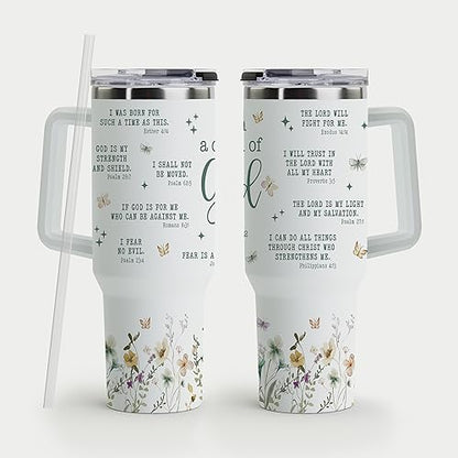 Christian Tumbler - Gifts for Christian Women - Bible Emergency Tumber - Motivational Coffee Tumbler - Gift Ideas for Christian Women, Friend, Coworkers - I Am A Child of God 40oz Tumbler with Handle - color: Child of God